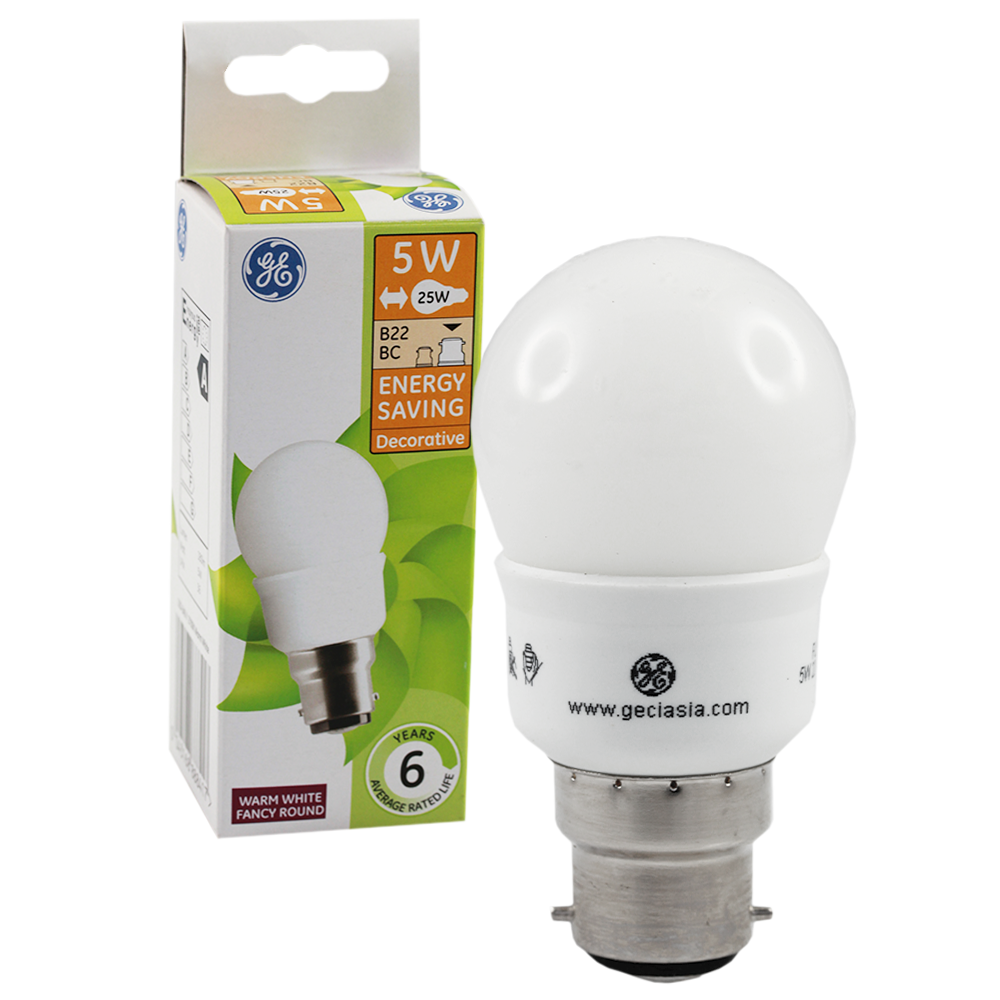 Energy Saving Decorative CFL Fancy Round 5W 2700K B22 GMT Lighting